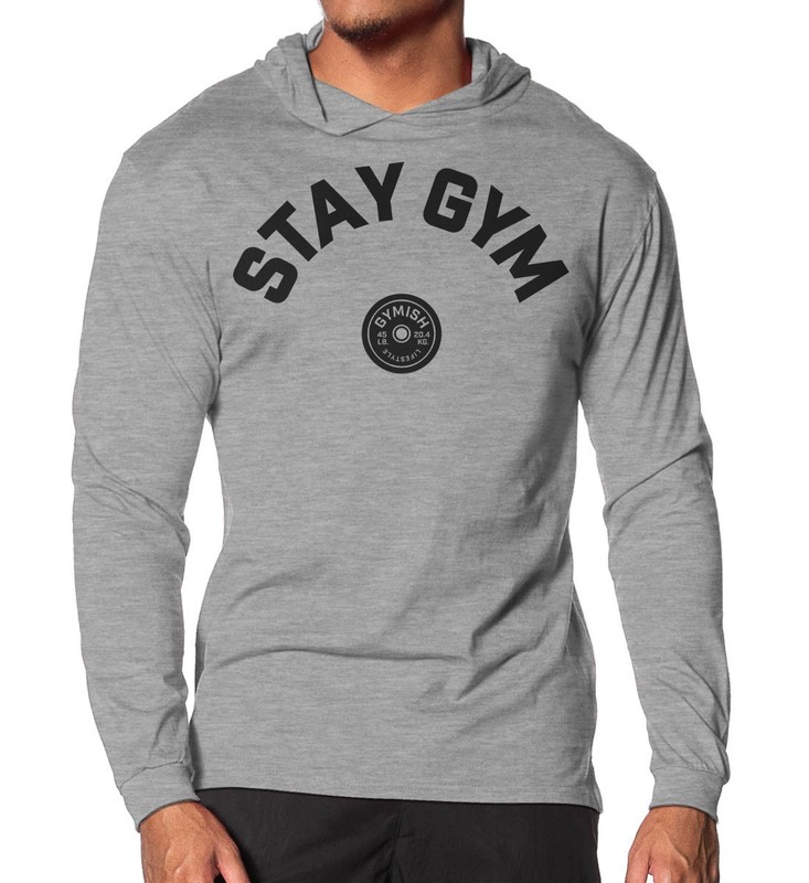 130. Stay Gym Lightweight Long Sleeve Hooded T-shirt for Men