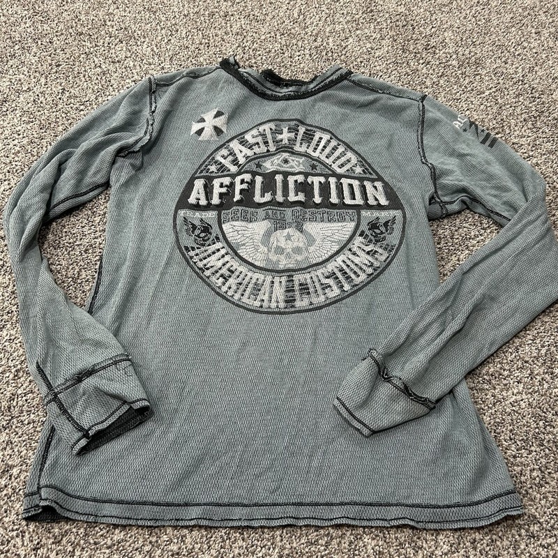VTG Affliction Reversible Thermal | Winged Eagle & Cross | Y2K Grunge | Size XXL gallery
