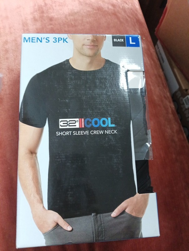 NEW 32 Degrees Cool Men’s 3 Pack Short Sleeve Crew Neck black Large L