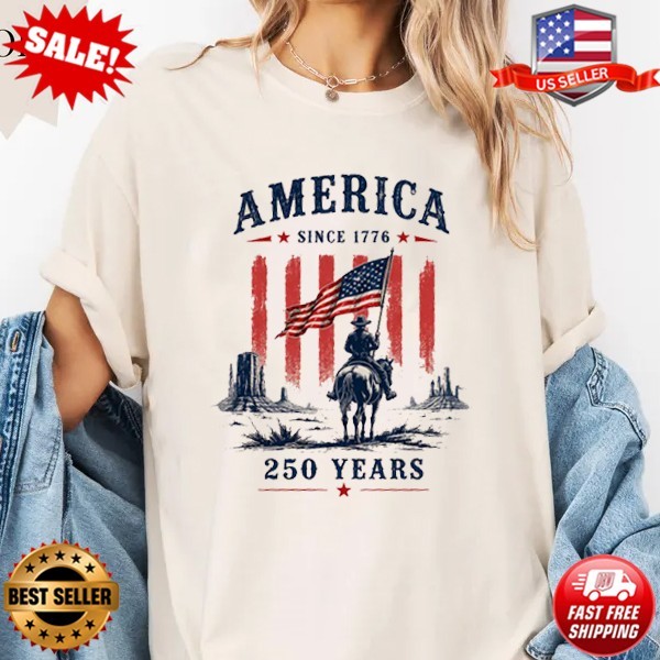 America Since 1776 Western Cowboy Flag Shirt, 250th Anniversary T-Shirt S-5XL
