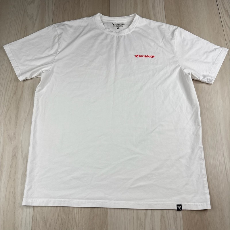 Birddogs Mens White Stretch Graphic Logo Athleisure Comfortable T-Shirt Size XL