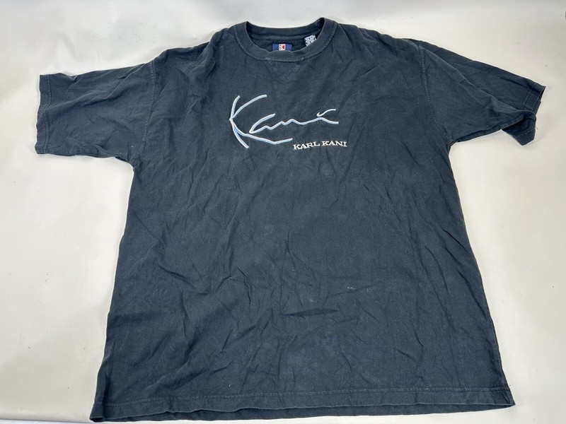 Karl Kani Jeans T Shirt Size XXL Embroidered Logo Hip Hop Vintage 90s Black