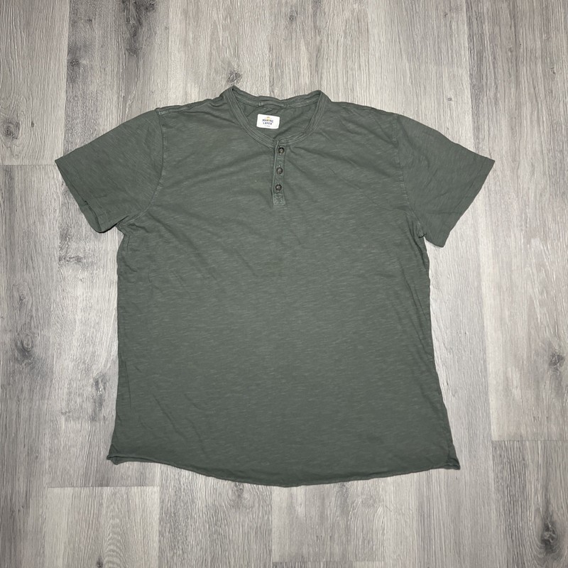 Marine Layer Shirt Mens XL Green Henley Button Short Sleeve Casual Soft