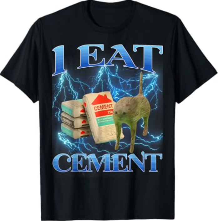 I Eat Cement Funny Cat Meme Internet Memes Funny Memes Gen-Z T-Shirt