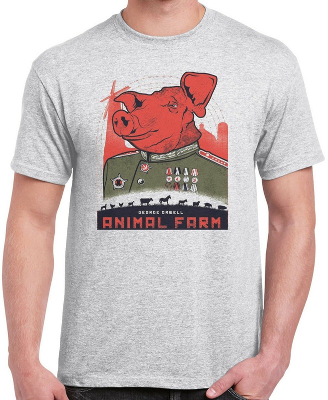 Animal Farm T-shirt George Orwell Ash,Khaki,White,Yellow Small -3X.Free Ship USA