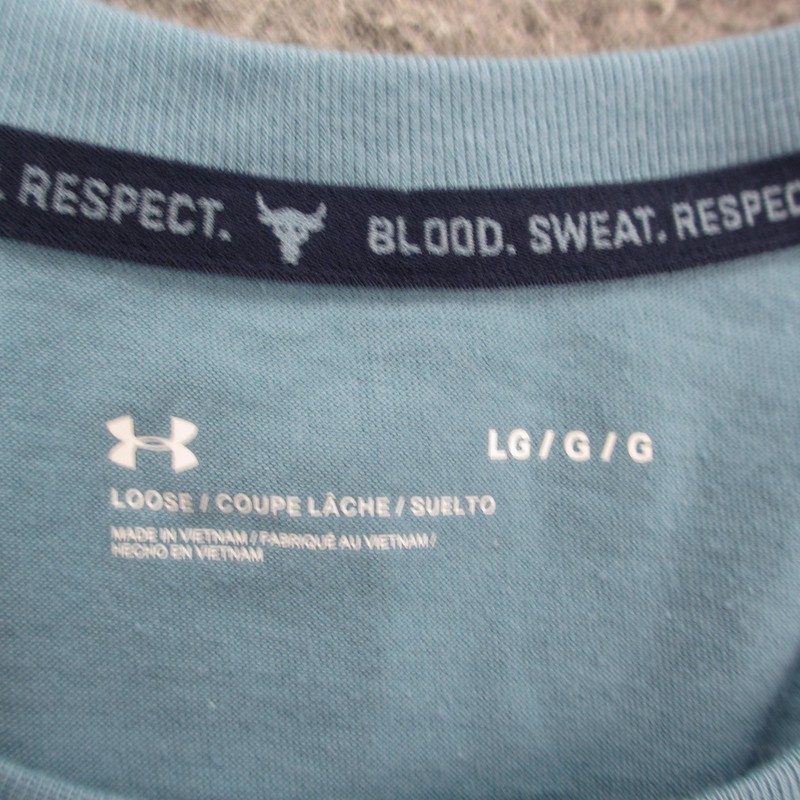 Under Armour Project Rock Shirt Mens Large Blue Graphic Bull Blood Sweat Respect gallery