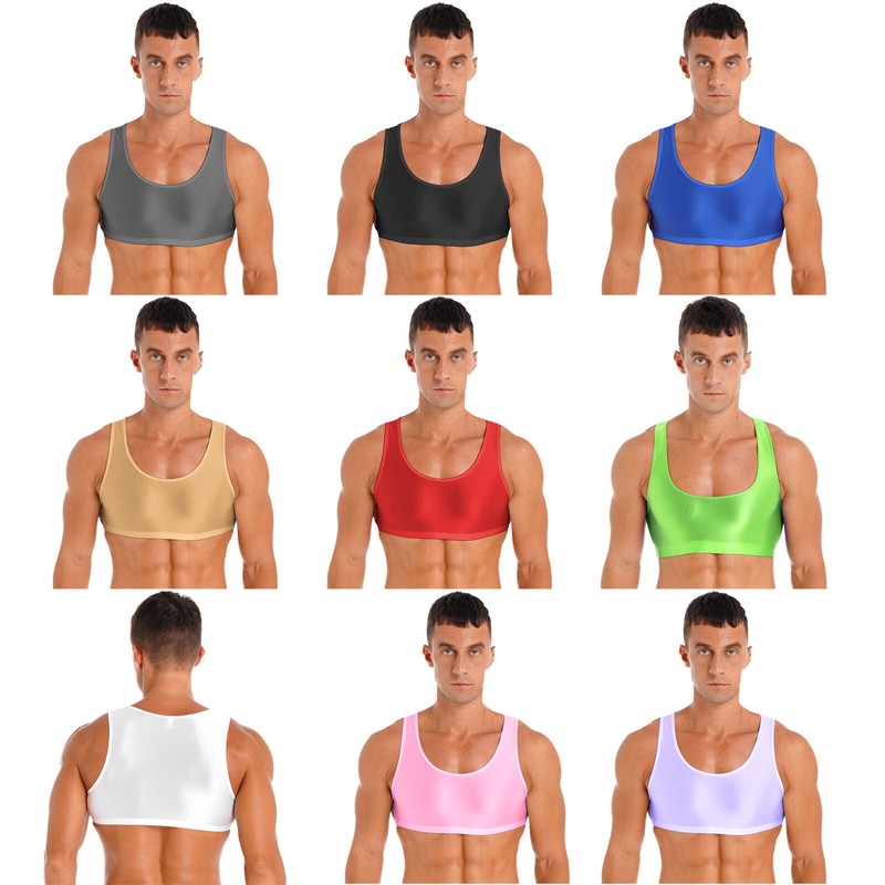 Mens Mesh Crop Top Vest See Through Muscle Fishnet Tank Short Shirt Clubwear Gym