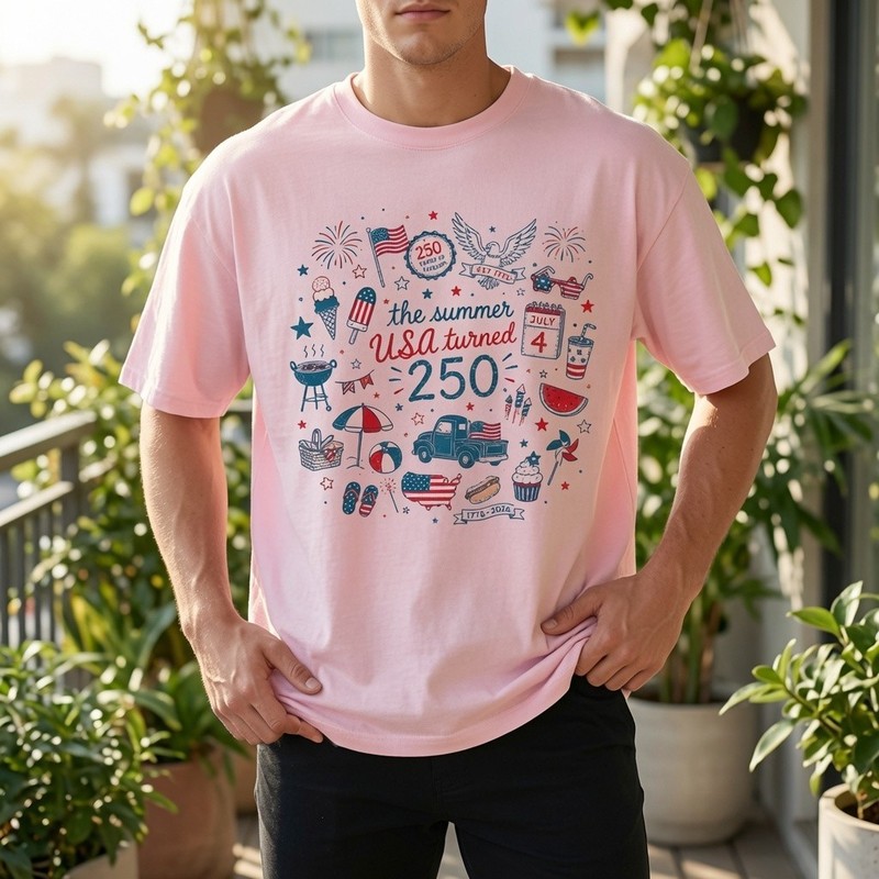 The Summer USA Turned Shirt, America 250th Birthday 4th of July Tee, Unisex Tee