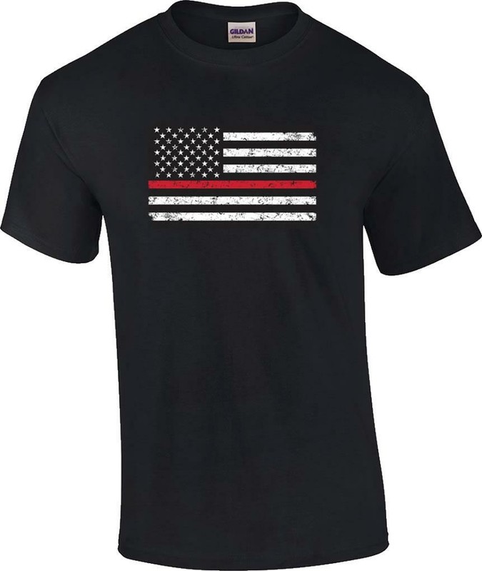 Thin Red Line T-Shirt Flag First Responder Fire Department Firefighter T-shirt