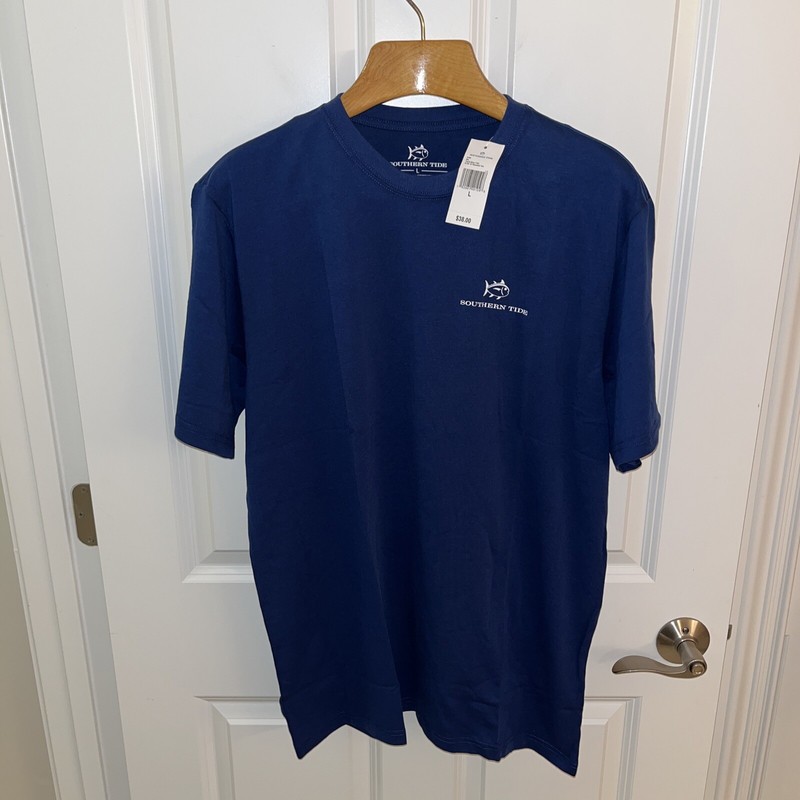 Southern Tide Men Medium M Tee T Shirt Skipjack Fish Baseball Game Blue NWT $38