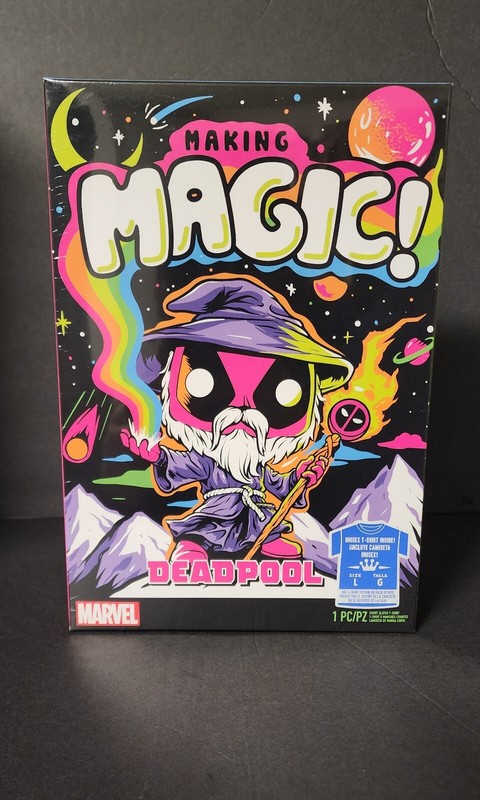 Funko Pop! Deadpool Making Magic Black Light T-Shirt Target Exclusive Size Large