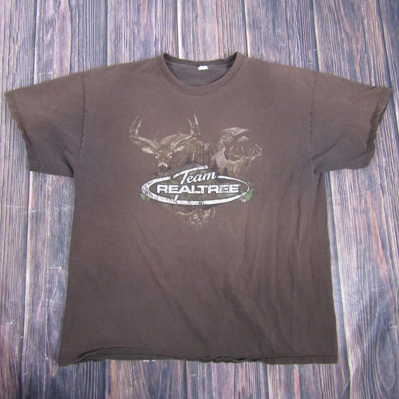 Team Realtree Shirt Mens Large Brown Deer Hunting Graphic Tee Outdoors Camo
