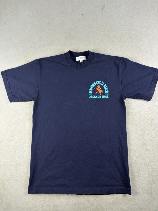 Diamond Cross Ranch Shirt Mens Small Blue Jackson Hole Wyoming Western Cowboy