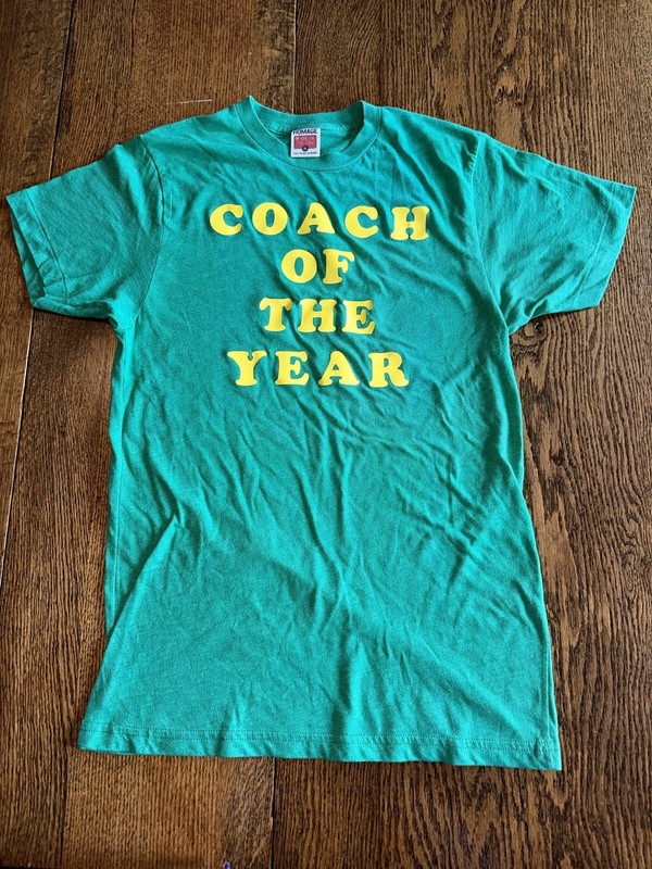 Homage Coach Of The Year Tee Shirt Green Yellow Medium Retro Style Made USA gallery