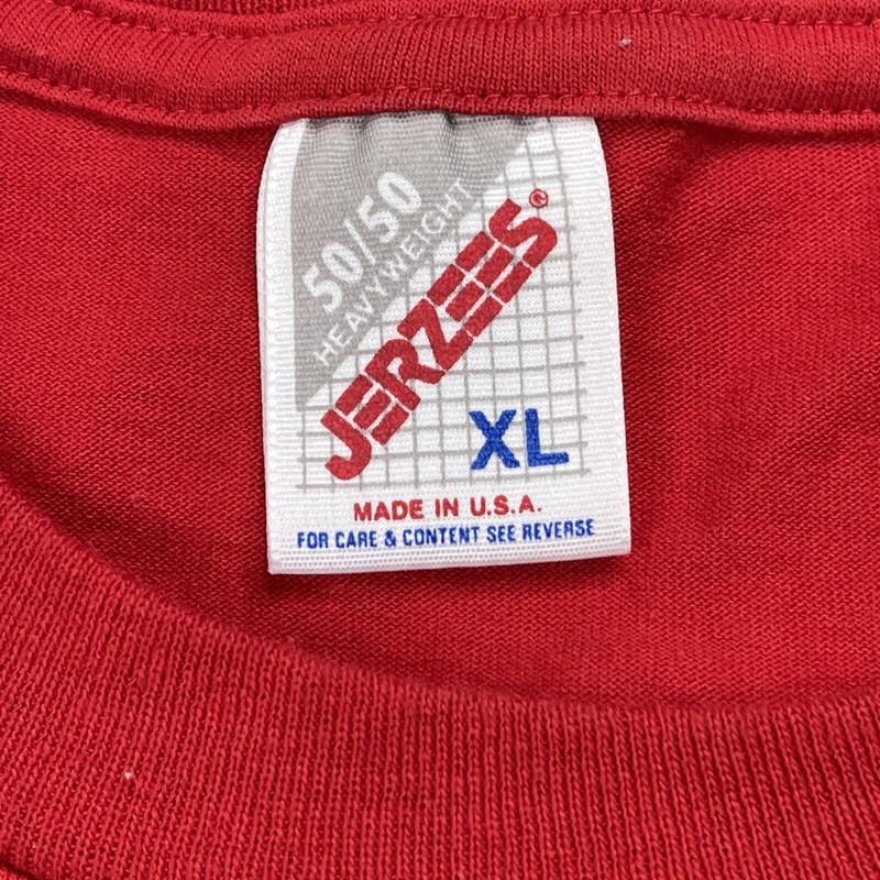 Jerzees Red Crewneck T Shirt Sz XL 50/50 Heavyweight Single Stitch Cuffs gallery