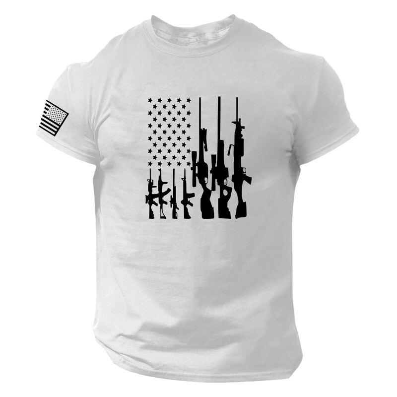 Guns American Flag T Shirt, Veteran, 2nd Amendment, Patriotic, USA, 2A, Mens