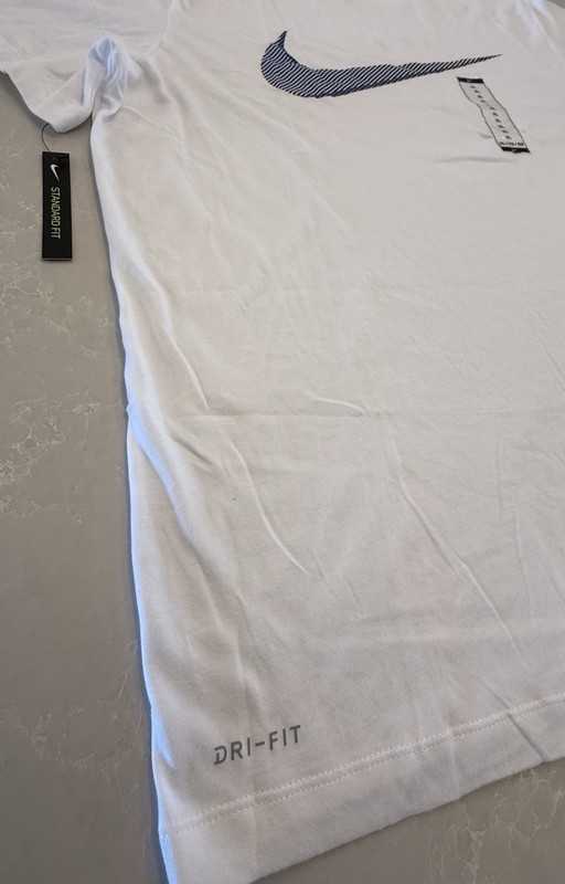 Nike Mens Dri-Fit Training T-Shirt ~ White & Grey ~ Choose Size S, M, L, XL gallery