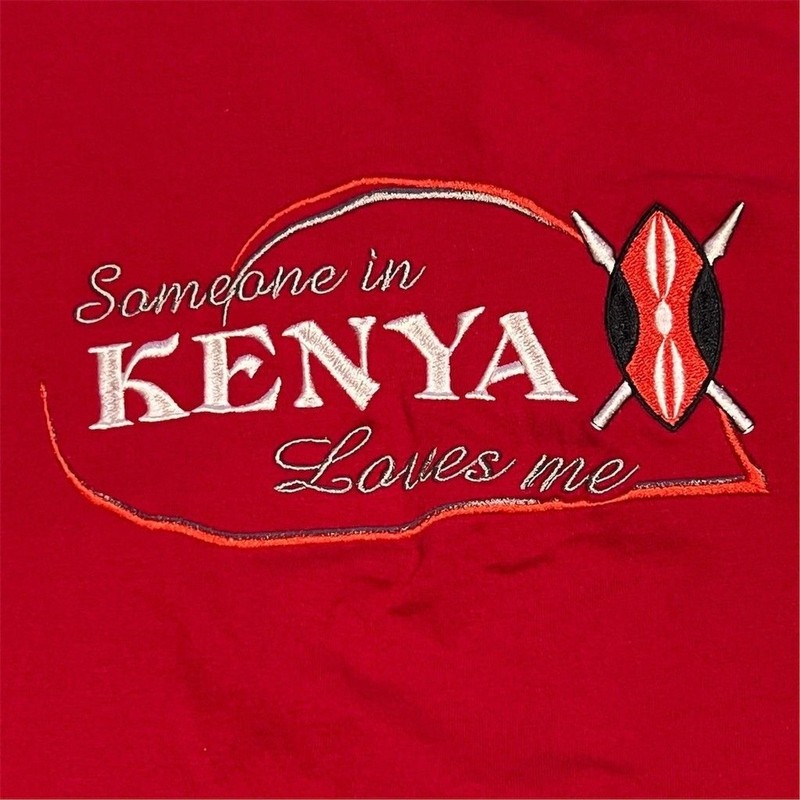 Red Kenya Souvenir Embroidered Graphic Vintage Y2K Punch T-Shirt Unisex XL gallery
