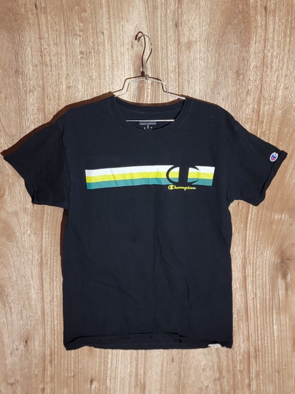 champion athletic wear shirt adult size M logo short sleeve crew neck black