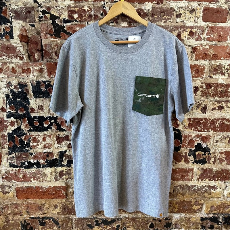 Carhartt Workwear Short Sleeve T-Shirt Gray Camo Poc Mens Medium Relaxed Fitet
