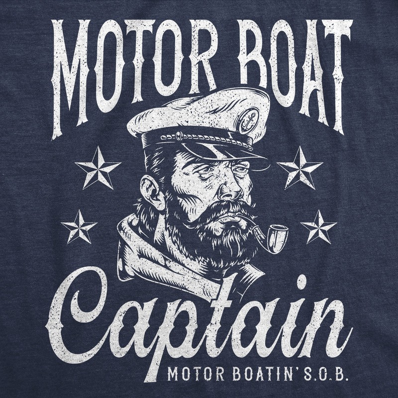 Mens Funny T Shirts Motor Boat Captain Sarcastic Sailor Graphic Novelty Tee for gallery
