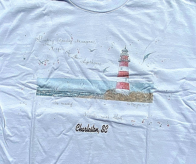 VTG 1990 Charleston South Carolina Lighthouse Seagulls Tourist Jerzees T Shirt L