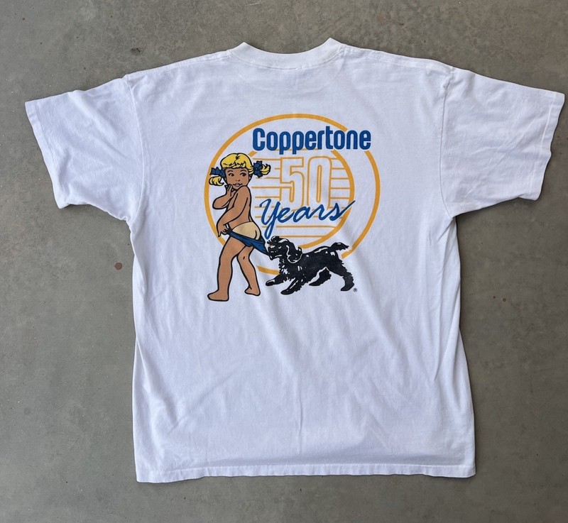 Vintage Coppertone Shirt Size XL 90s Sunscreen 50 Year Anniversary 1994 Promo T