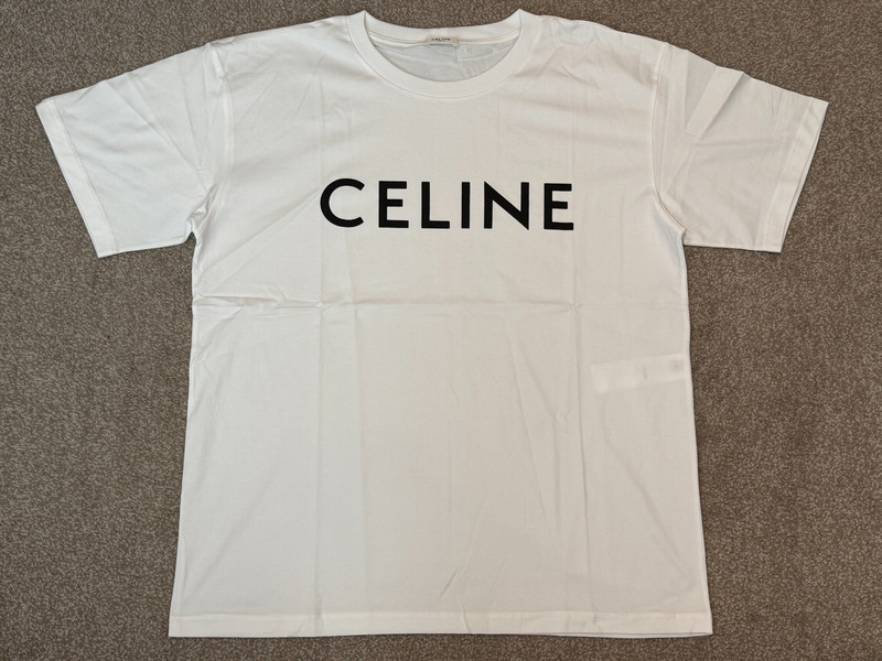 CELINE Loose Tee Shirt in Cotton Jersey ecru sz M