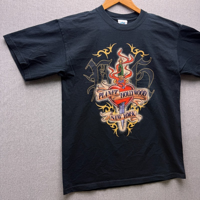 Vtg Y2K Planet Hollywood T Shirt Mens M New York Ink Tattoo Heart Knife Gtaphic gallery