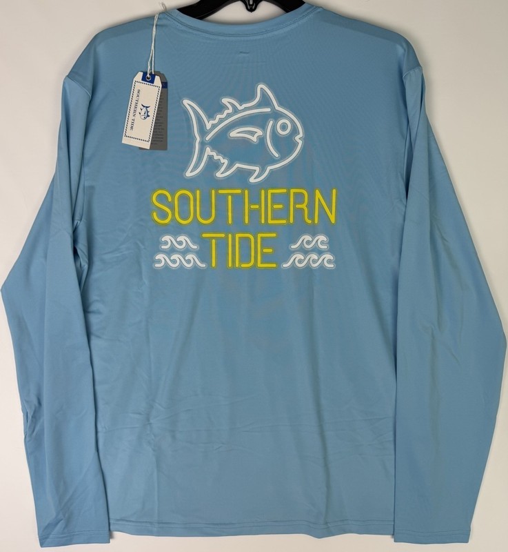 Southern Tide MEDIUM Long Sleeve Classic Logo Performance Tee Blue NWT MSRP $55