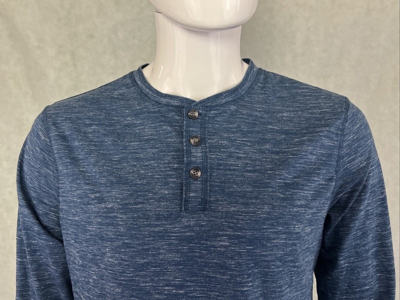 LEE Men Premium Select Medium Soft Heather Blue Comfort Henley Long Sleeve Shirt gallery