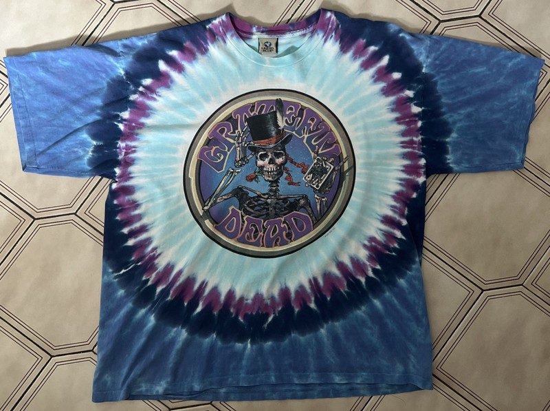 Grateful Dead Vintage 1999 Liquid Blue Magic Skeleton Tie Dye T-Shirt 2XL