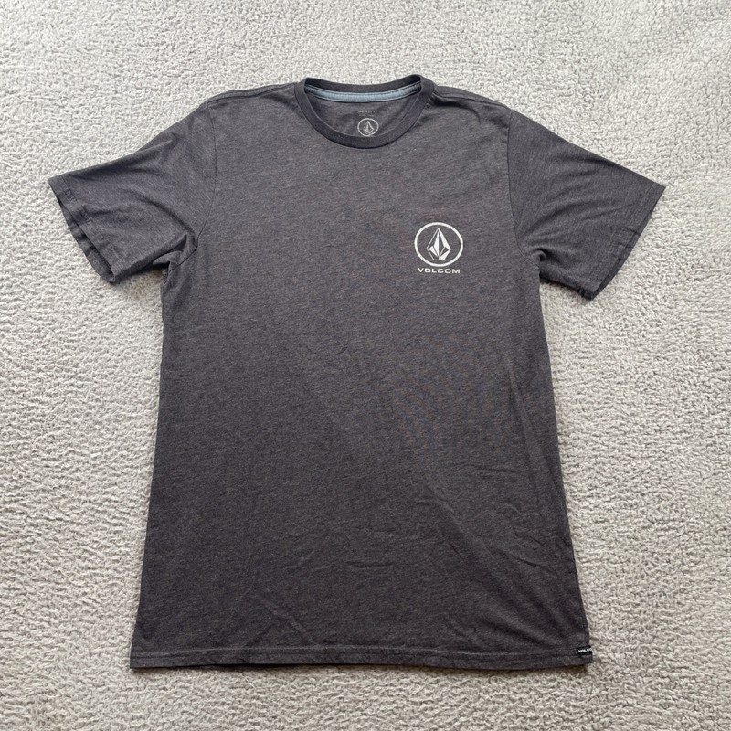 Volcom Men’s T-shirt Large Charcoal Heathered Gray Modern Fit Logo Skate