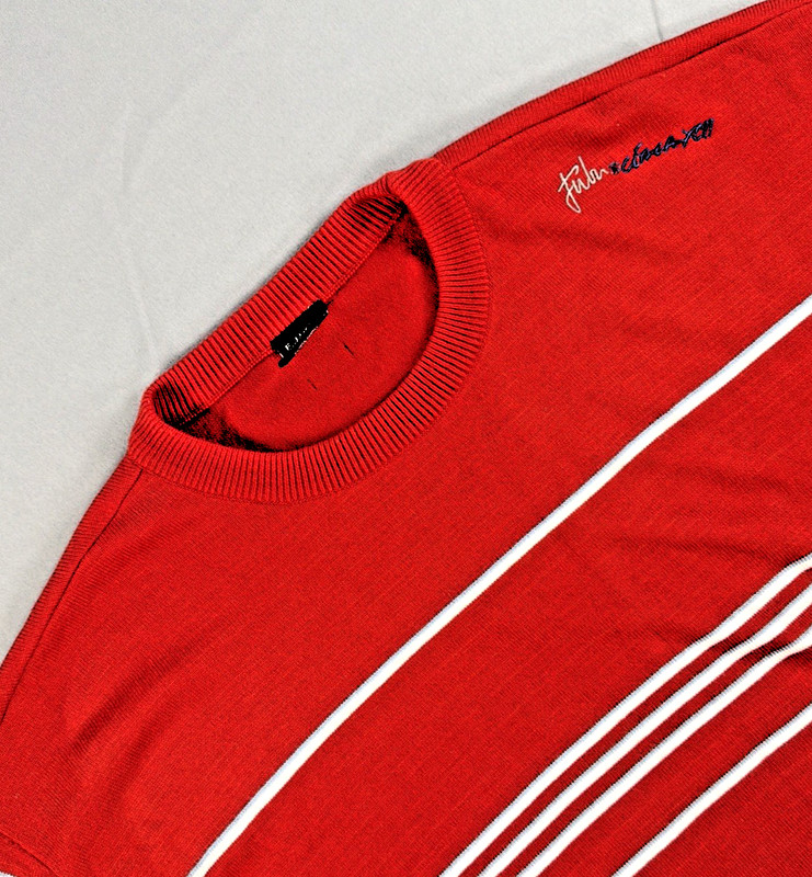 FUBU The Collection Knit T Shirt Men’s 3XL Red Striped Y2K Streetwear OG Logo