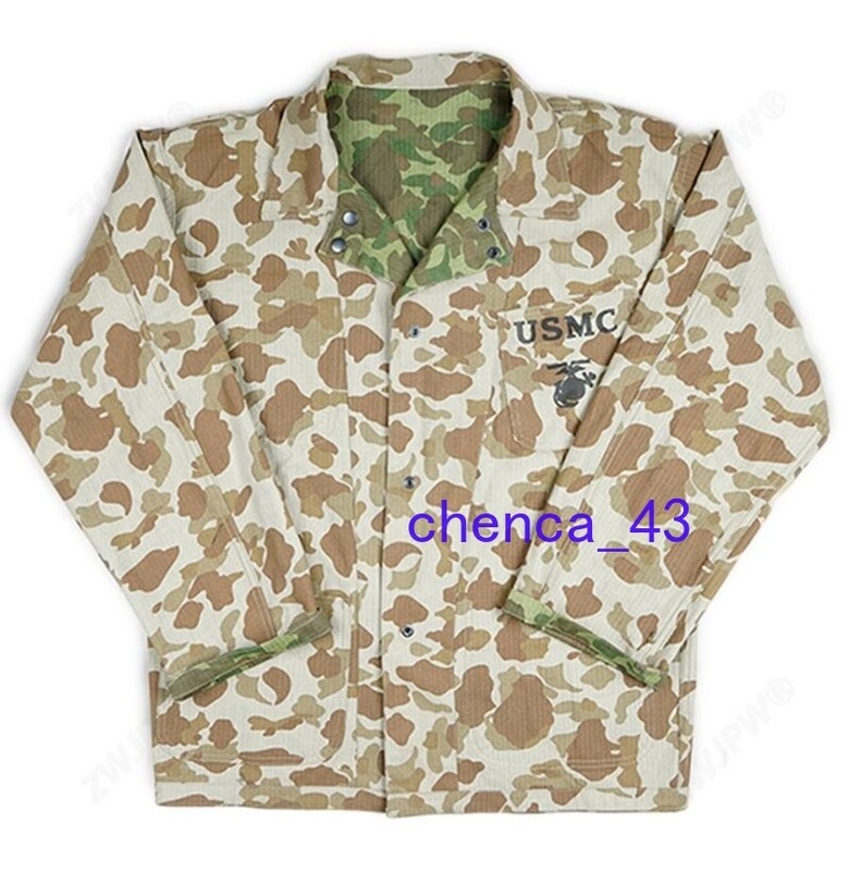 WWII US Army Solider USMC Pacific Camo Jacket Cotton Reversible Coat Casual Tops gallery