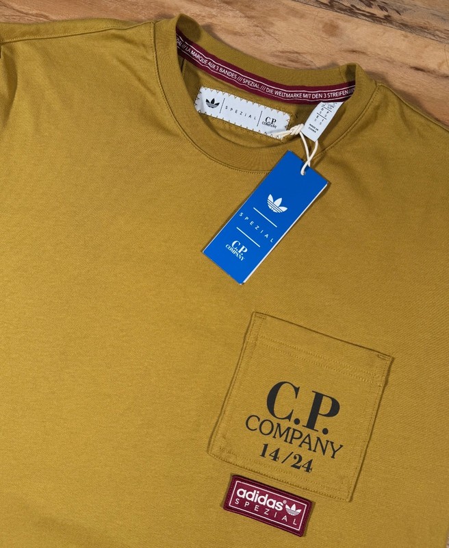 NWT Adidas Spezial SPZL x C.P. Company Bronze Yellow Cotton Pocket T Shirt S