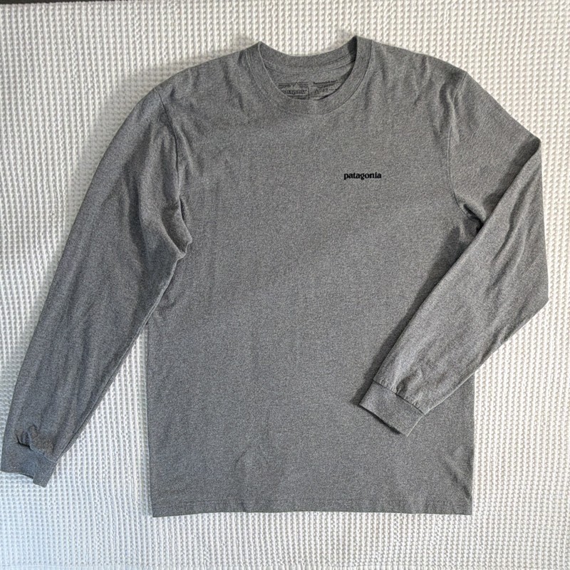 Patagonia Responsibili-Tee Men’s Gray Bison Graphic Crew Neck Long Sleeve M