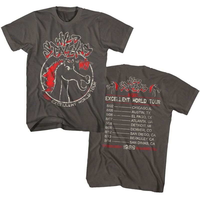 Bill & Ted Wyld Stallyns Most Excellent World Tour 1989 Men’s T Shirt Rock Merch