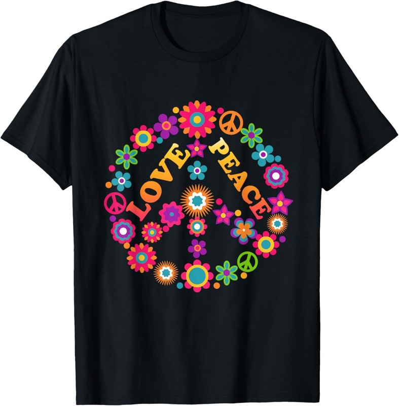 Cute Peace Love Hippie Peace Sign Flower Love Peace 60s 70s T-Shirt