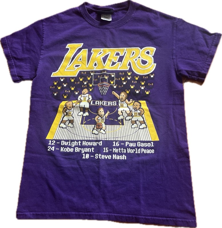 VTG Kobe Bryant Shirt Exclusive NBA Los Angeles Lakers 8-Bit Video Gamer Adult S