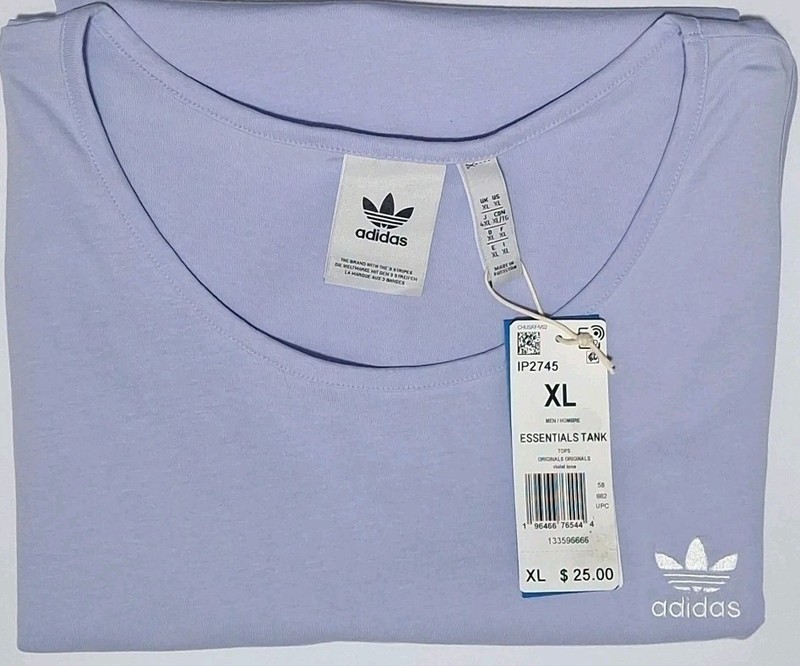Adidas Originals Trefoil Mens' XL IP2745 Essentials Tank Top, Violet Tone gallery