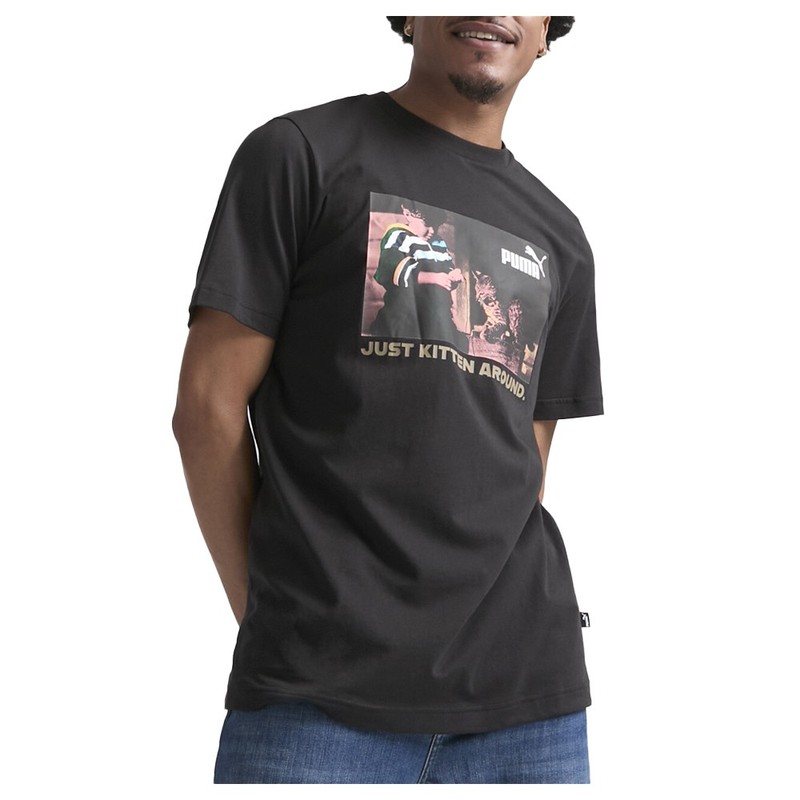 PUMA Kitten Graphic Crew Neck Short Sleeve T-Shirt Mens Black Casual Tops 684441 gallery