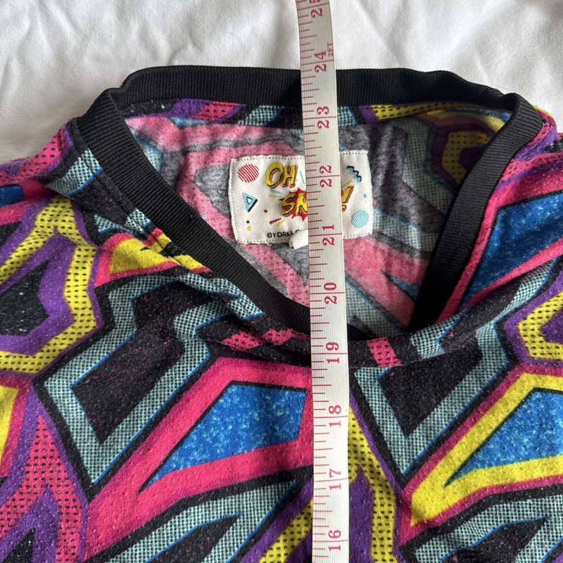 Oh Snap Drill Clothing Co Allover Print Tee Large Retro 90s Geometric Neon gallery
