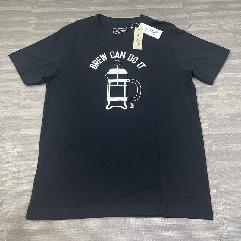 Original Penguins Brew Can Do It Graphic Short Sleeve Black T-Shirt Mens M $49