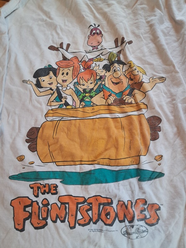 Vintage 90’s The Flintstones Cartoon White Tee Shirt XL 100% Cotton J5