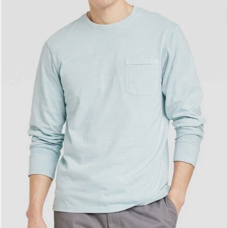 Men’s Long Sleeve Pocket T-Shirt – Goodfellow & Co™ Blue M