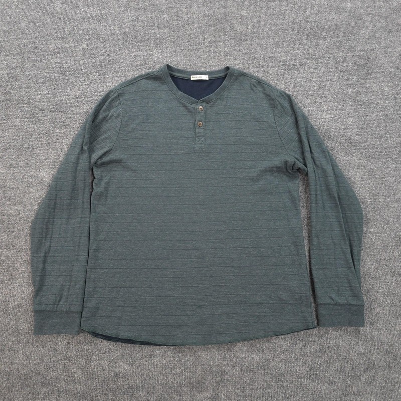 Marine Layer Shirt Mens Medium Green Double Knit Henley Long Sleeve Casual Tee