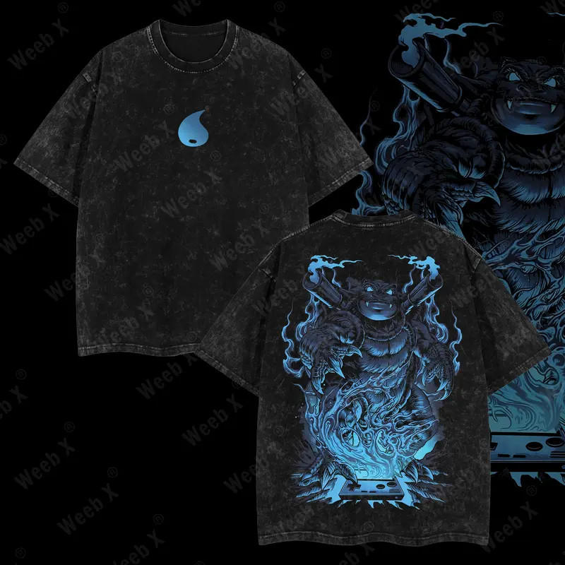 Wearova “Blastoise Water Type” Retro Vintage Unisex Oversize Anime Manga Wash