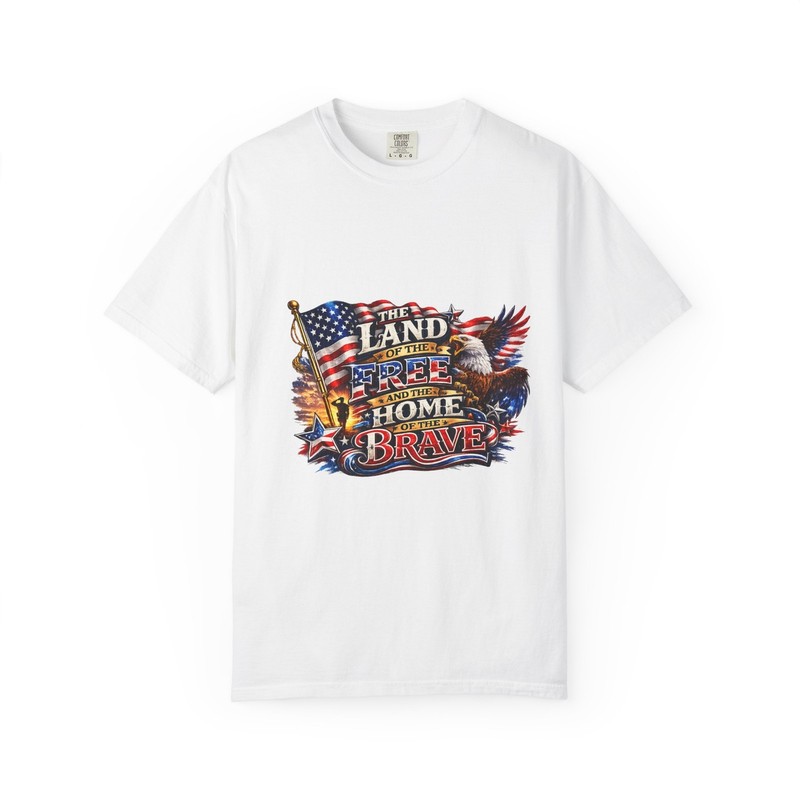 Land of the Free Home of the Brave T-Shirt | American Flag Eagle
