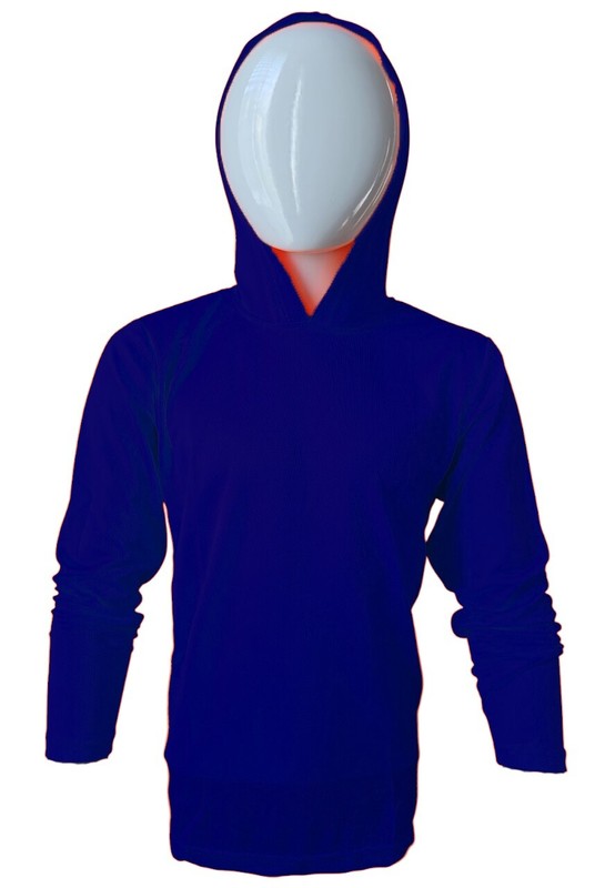 DRI-FIT Hoodie Long Sleeve T-Shirts, UPF 50+ Sun Protection Hooded Navy Blue